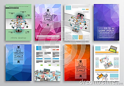 Set of Flyer Design, Web Templates. Brochure Designs, Technology Backgrounds. Vector Illustration