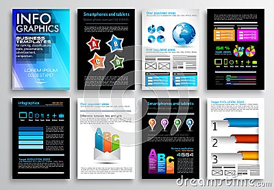 Set of Flyer Design, Web Templates. Brochure Designs, Technology Backgrounds. Vector Illustration
