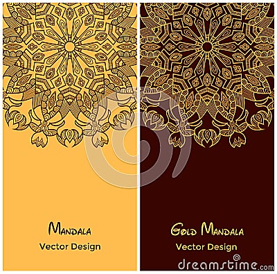 Set of flyer templates with ethnic pattern. East circular ornament Vector Illustration