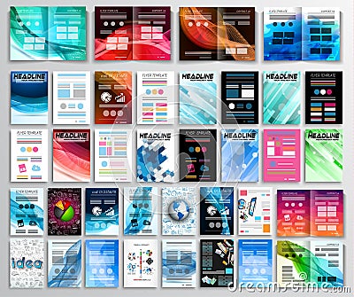 Set of Flyers, background, infographics, brochures, business cards Vector Illustration