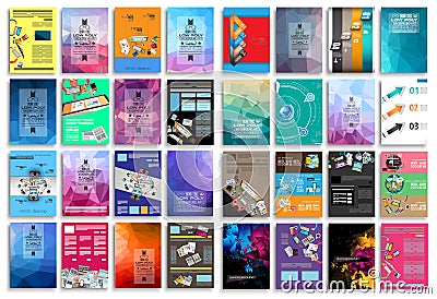 Set of Flyers, background, infographics, low polygon backgrounds Vector Illustration