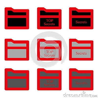 Set folder glyph icon. Vector EPS 10. Vector Illustration