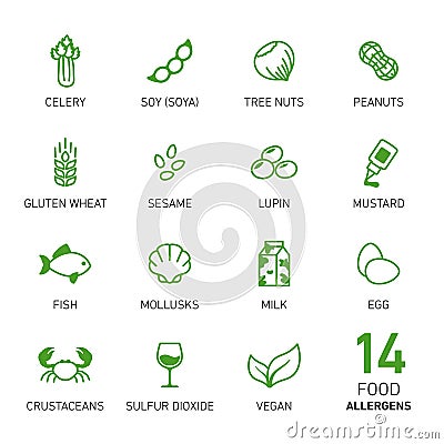 Set of food allergens Stock Photo