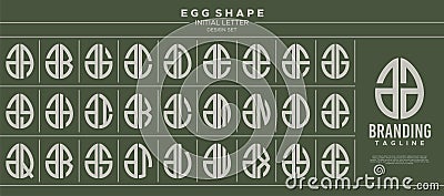 Set of food egg shape lowercase letter A AA logo design Vector Illustration