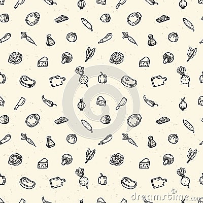 Set of food hand drawn doodles. Vector Illustration
