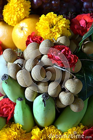 Set of food prepare for the spirits of the gods of the ceremony Stock Photo