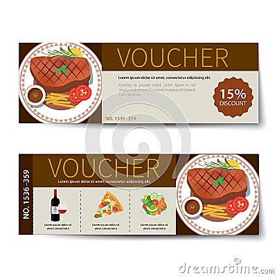 Set of food voucher discount template design Vector Illustration