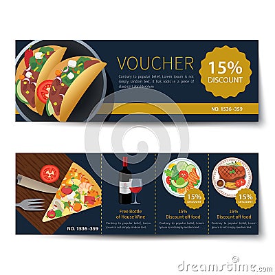 Set of food voucher discount template design Vector Illustration