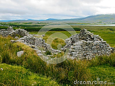 The deserted village at Slievemore, Achill, Mayo, Ireland Stock Photo