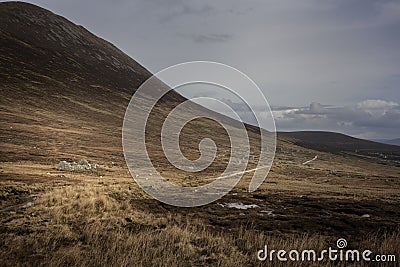 Deserted Village at Slievemore, Achill Island. Stock Photo