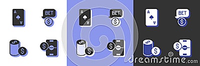 Set Football betting money, Playing card with spades symbol, Casino chip dollar and icon. Vector Vector Illustration