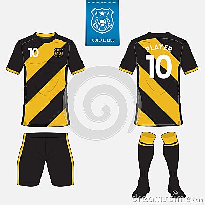 Set of football jersey, soccer kit. Football apparel mock up. Vector Illustration