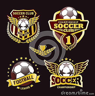 Set of Football Logo Design Templates, Soccer Badge Vector Illustration