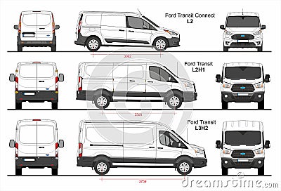 Set of Ford Vans and Minivans 2014-present Editorial Stock Photo
