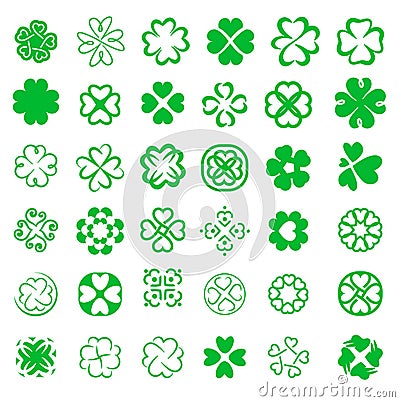 Set of fortune four leaf clovers vector illustration Vector Illustration