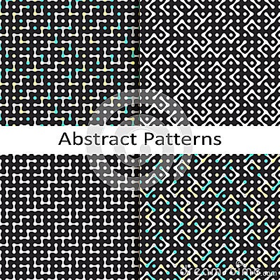 Set of four abstract geometric patterns Vector Illustration