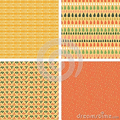 Set of four abstract stripes horizontal seamless Vector Illustration