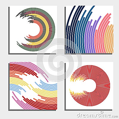 Set of four beautiful abstract backgrounds. Abstract flash light circles. Vector Illustration