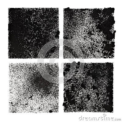 Set of four black stenciled squares Cartoon Illustration