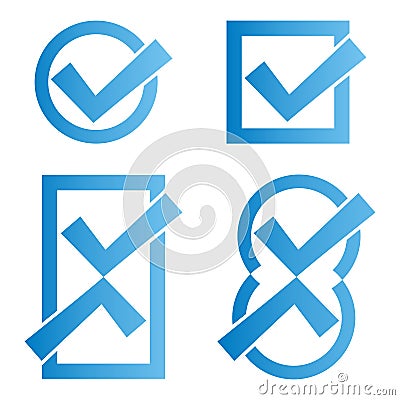 Blue tick icons Vector Illustration