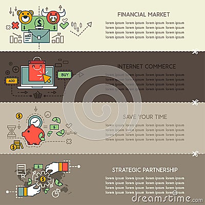 Set four of business banners Vector Illustration