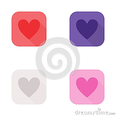 A set of four buttons stickers with a picture of the heart. Stock Photo