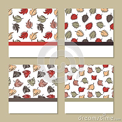 Set of four cards with autumn theme Vector Illustration