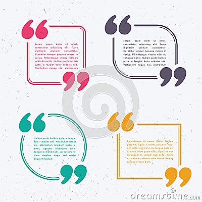 Set of four chat bubble in different colors and shapes Vector Illustration