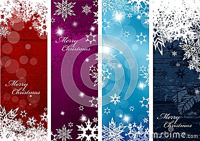 Set of four colorful Christmas background banners Vector Illustration