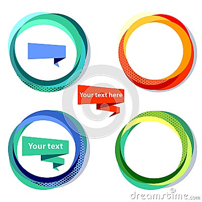 Set of four colorful circle frames with white copy space. Vector Illustration