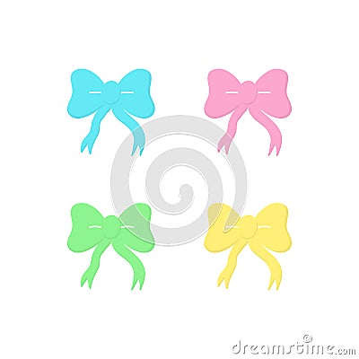 Set of four colorful ribbon bows Vector Illustration