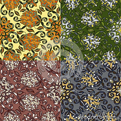 Set of four colorful seamless patterns. EPS-8. Vector Illustration