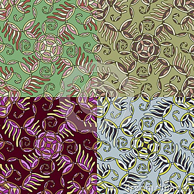 Set of four colorful seamless patterns. EPS-8. Vector Illustration