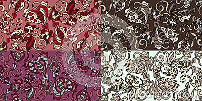 Set of four colorful seamless patterns. EPS-8. Vector Illustration