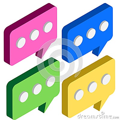 Set of four 3D chat icons Vector Illustration