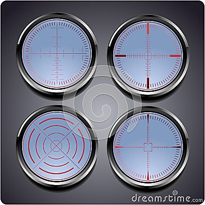 Set of four different crosshairs Vector Illustration