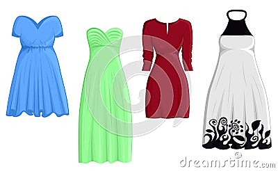 Set of four dresses Vector Illustration