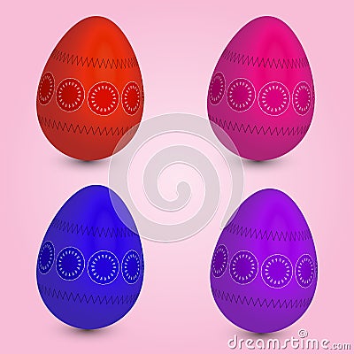 Set of four easter eggs Vector Illustration