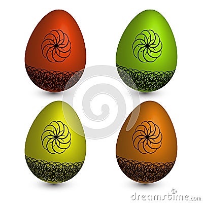 Set of four easter eggs Vector Illustration