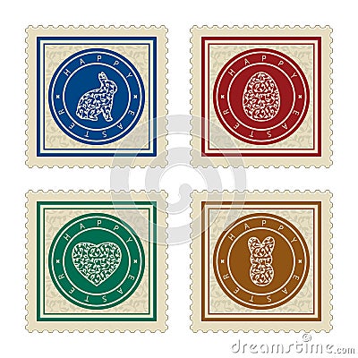 Set of four easter postmarks Vector Illustration