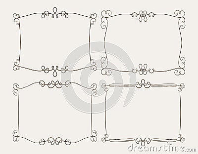 Set of four elegant calligraphic vector frames Vector Illustration