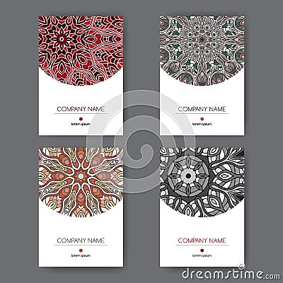 Set of four elegant A4 templates with oriental pattern. Vector Illustration