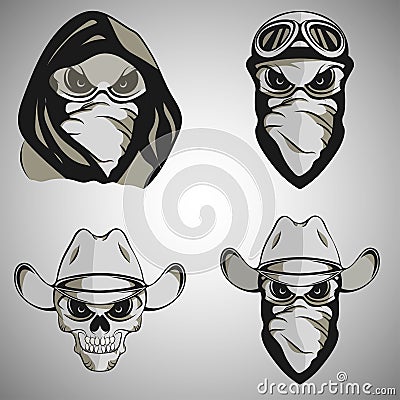 Set of four faces Stock Photo