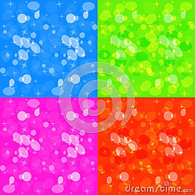 Set of four festive designs with bokeh. Vector Illustration