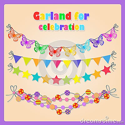 Set of four festive garlands for all occasions Vector Illustration