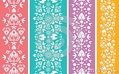 Set of four floral abstract vertical seamless Vector Illustration