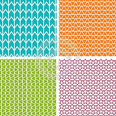 Set of four geometric patterns. Collection of different abstract patterns. Vector Illustration