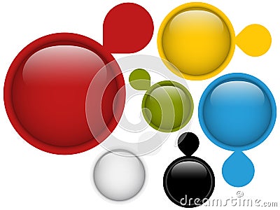 Set of Four Glass Circle Buttons Vector Illustration