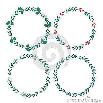 Set of four holidays wreath Stock Photo