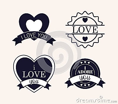 four love stamps Vector Illustration